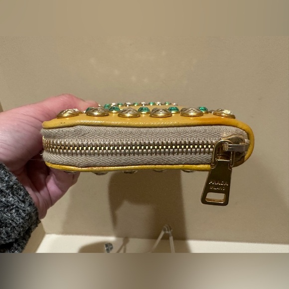 Prada Yellow Saffiano Bijou Jewel Leather Zip Around Long Zippy Wallet - Picture 5 of 16